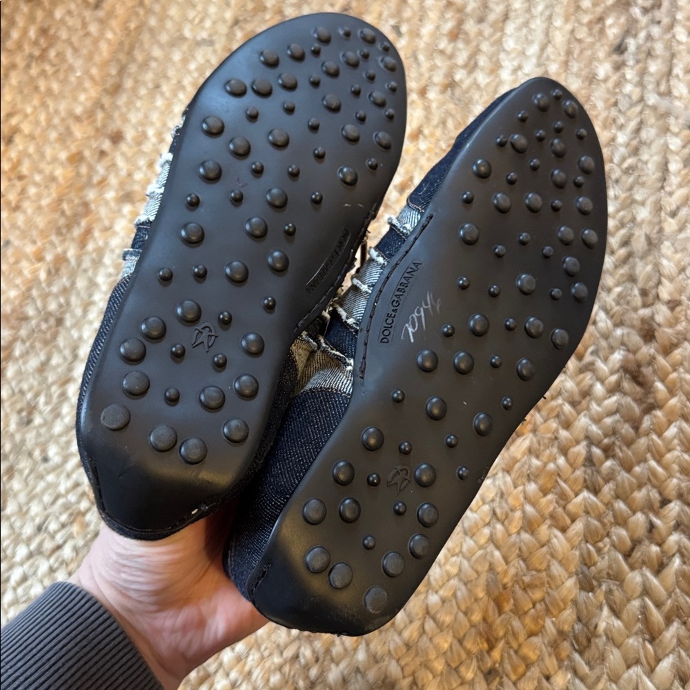 Dolce & Gabbana Denim Athletic Sneakers with Brown Laces - Picture 5 of 11